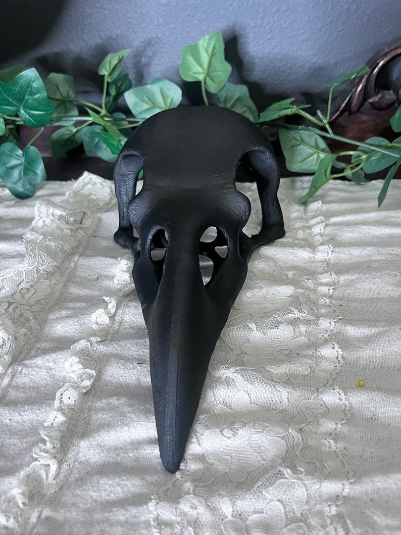 Gothic Raven Skull table top decor