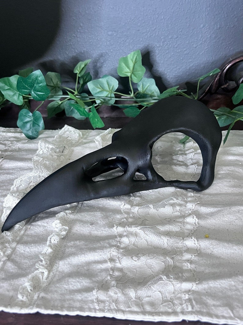 Gothic Raven Skull table top decor