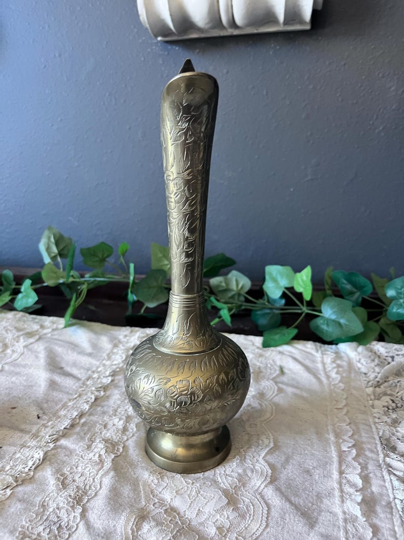 Vintage 1950's Brass World Gift India Pitcher with Serpent Handle