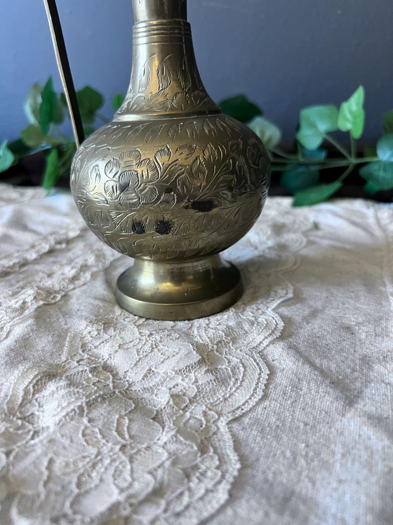 Vintage 1950's Brass World Gift India Pitcher with Serpent Handle