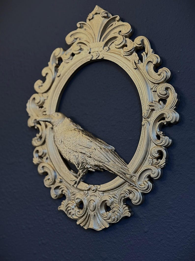 Gothic Framed Raven Wall Decor