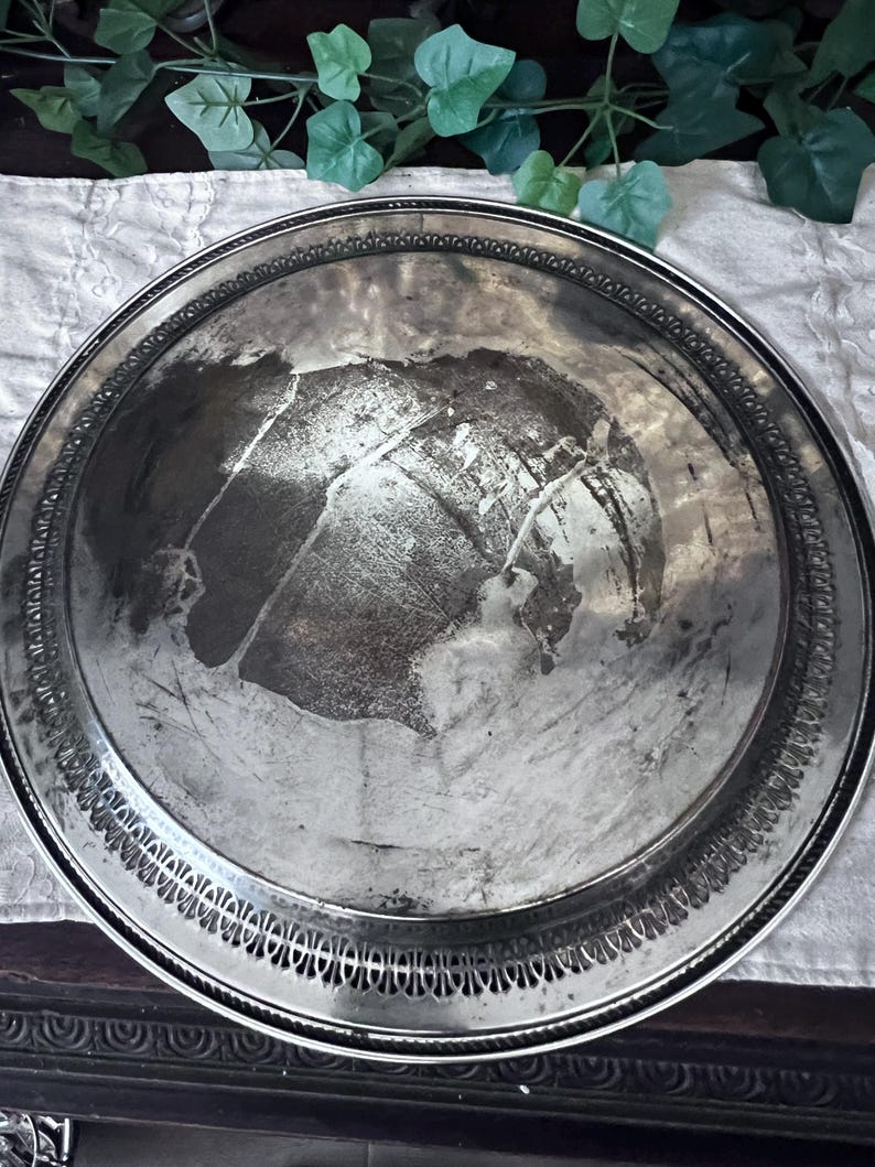 Vintage "Spring Flower" silverplate serving tray 15"
