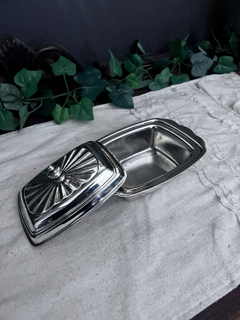 Vintage Rogers 989 Silver Plate Soft Butter Dish