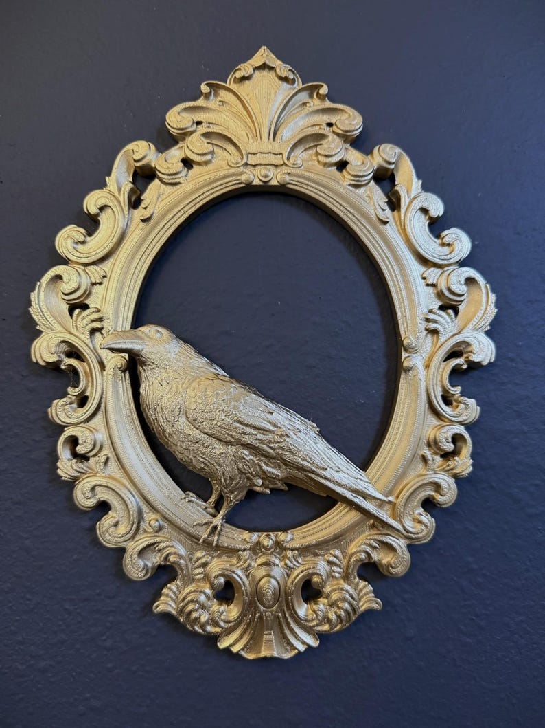 Gothic Framed Raven Wall Decor