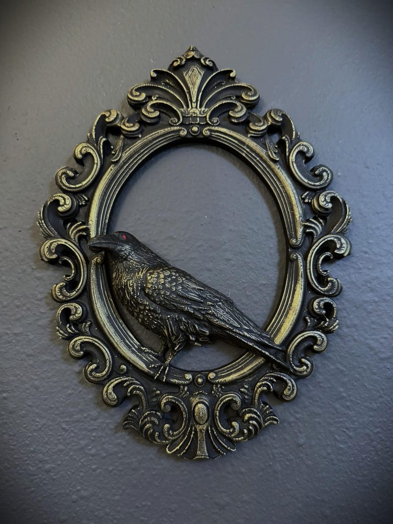 Gothic Framed Raven Wall Decor