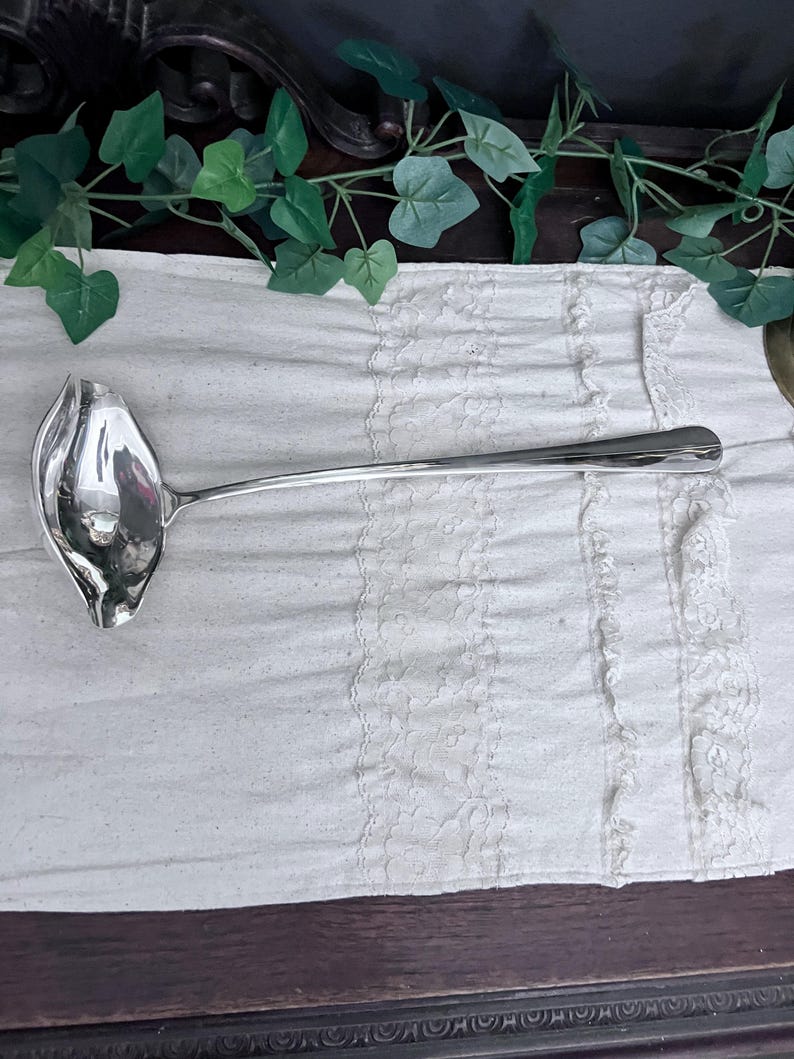 Vintage Oneida Silver plate Large Double sided Punch Ladle