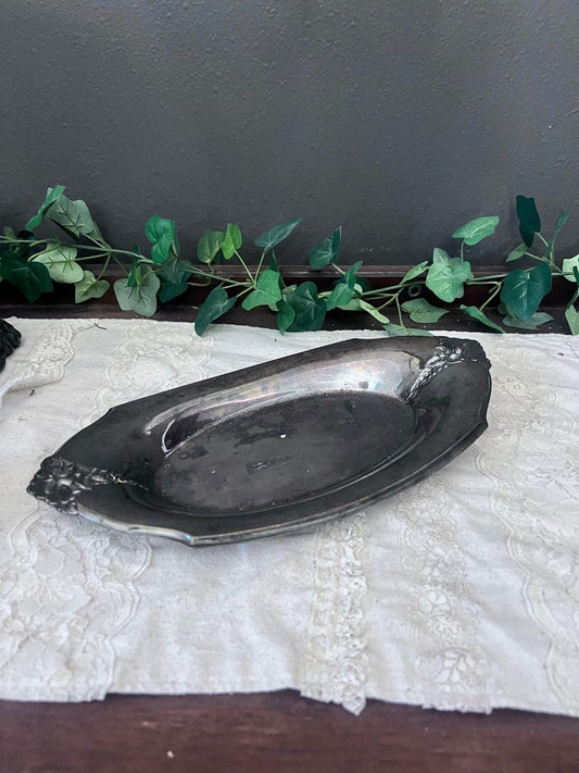 Vintage International Silver Co Wilcox Silver Plated Serving Tray 7119 Floral A48
