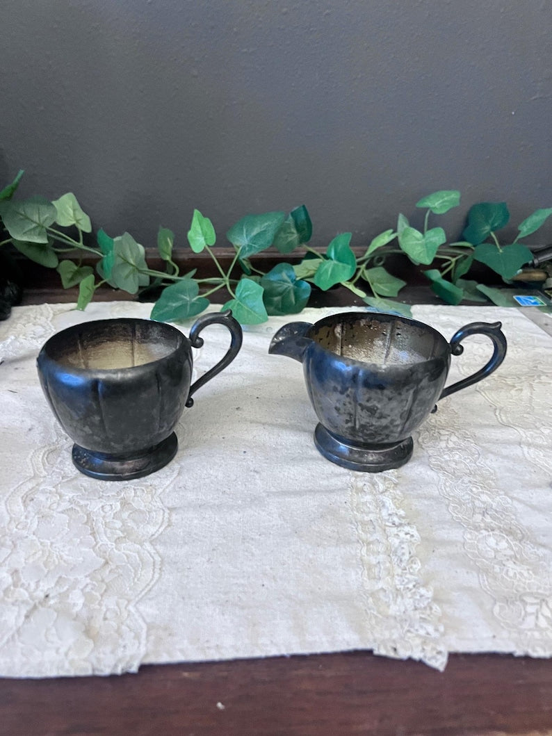 Vintage Silverplated Sugar and Creamer Cup set of 2 Art S Co