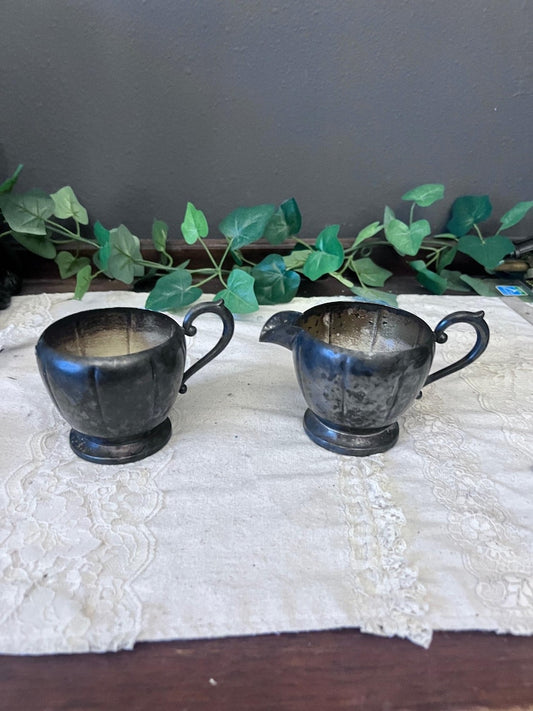Vintage Silverplated Sugar and Creamer Cup set of 2 Art S Co