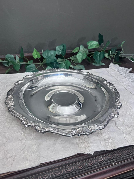 Vintage Sheridan Tauntan Silversmiths Silverplate Round Serving Tray 12”