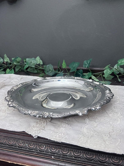 Vintage Sheridan Tauntan Silversmiths Silverplate Round Serving Tray 12”