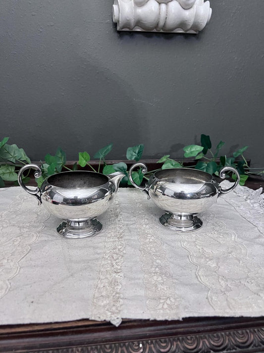 Vintage BRISTOL Silverplate Creamer and Sugar Bowl Set