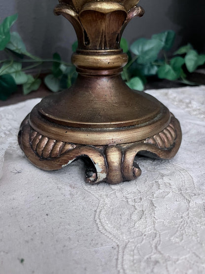 Large Vintage Gold Ornate Pedestal Candle Holder