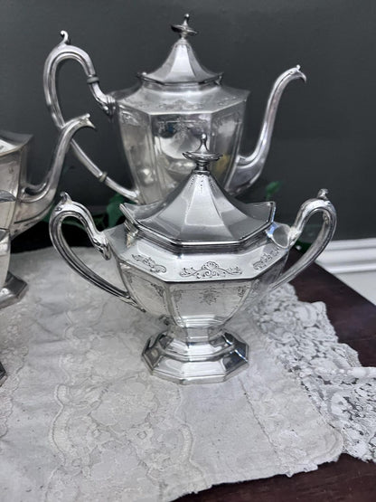 Vintage Reed and Barton 4 PC Teapot Set Silver Plated #3982