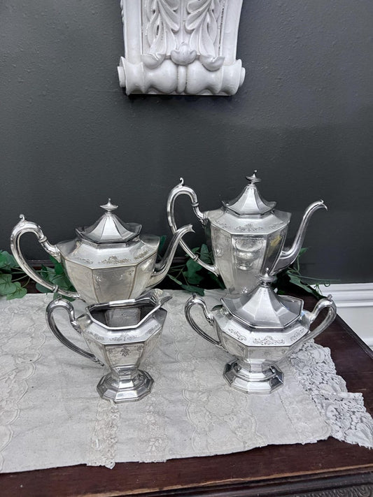 Vintage Reed and Barton 4 PC Teapot Set Silver Plated #3982