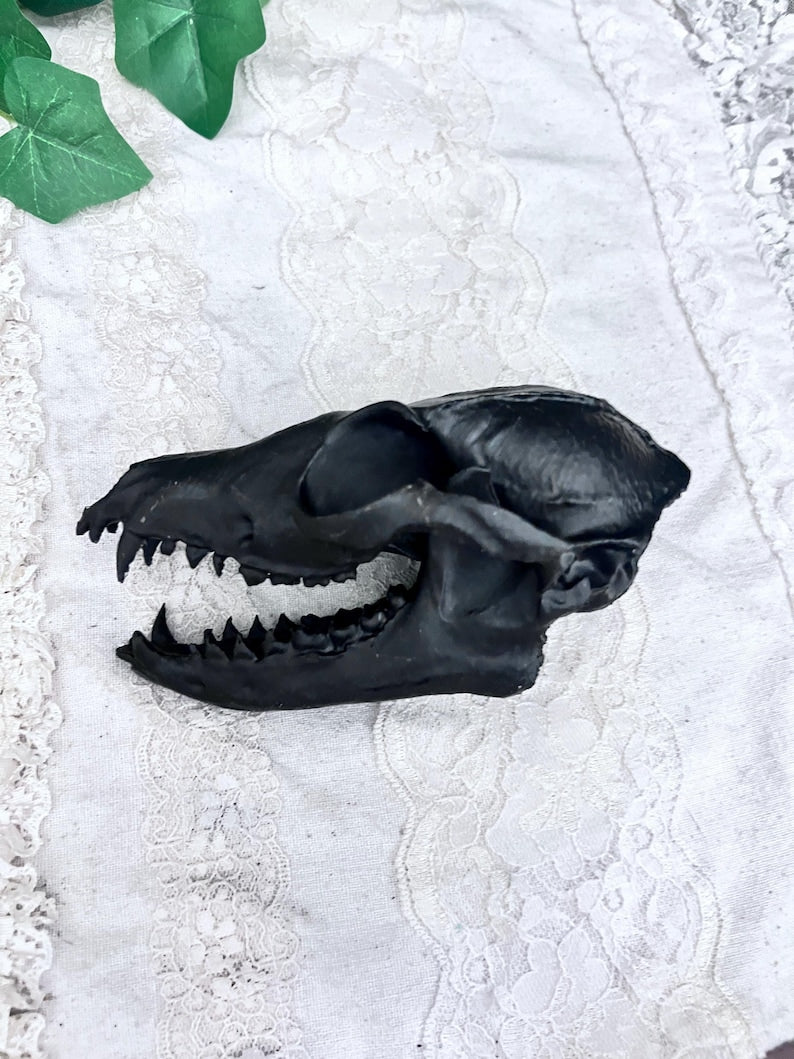 Black Gothic Fox Skull Replica decor