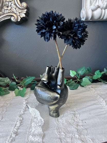 Anatomical Heart Shaped Vase decor Black and Gold