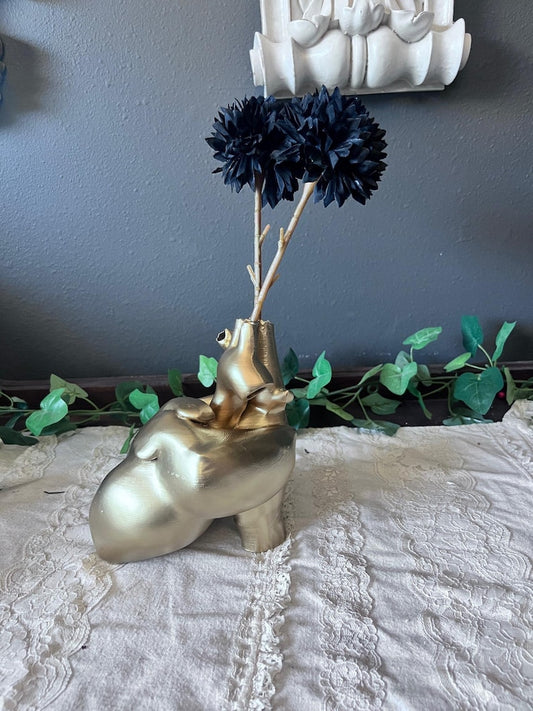 Anatomical Heart Shaped Vase decor Gold Gothic Creepy