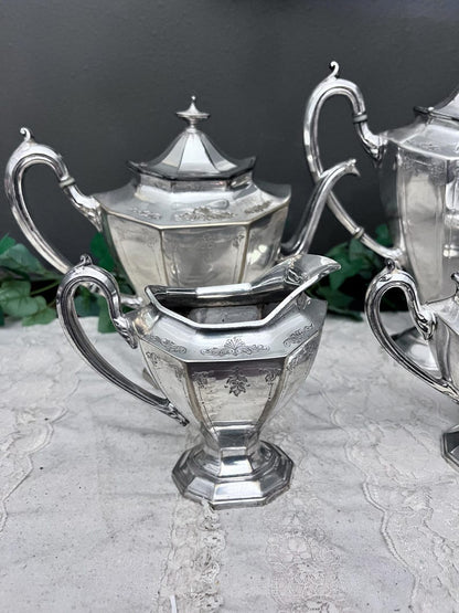 Vintage Reed and Barton 4 PC Teapot Set Silver Plated #3982