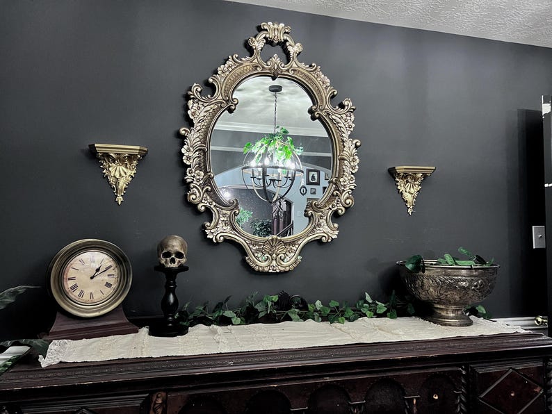 Painted Gold Ornate Gothic Victorian Wall Sconce