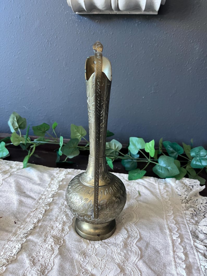Vintage 1950's Brass World Gift India Pitcher with Serpent Handle