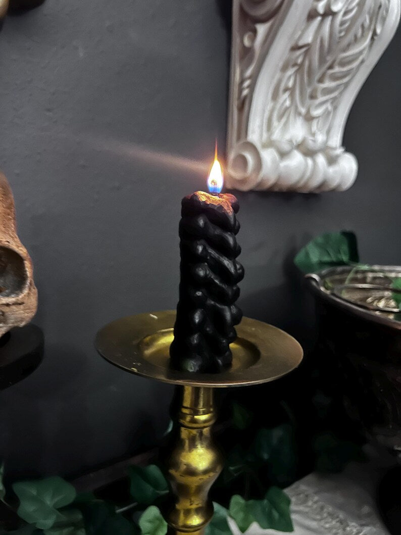 Black White Spine Candle Gothic Decor