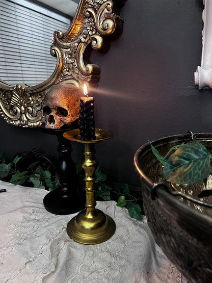 Black White Spine Candle Gothic Decor