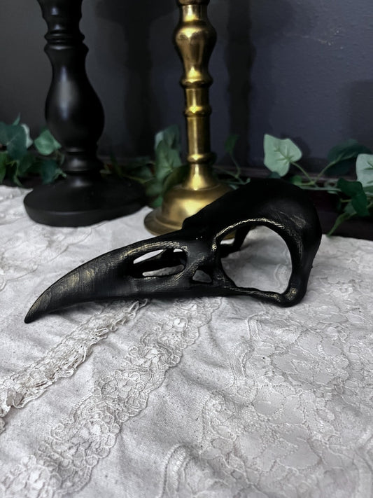 Gothic Raven Skull table top decor