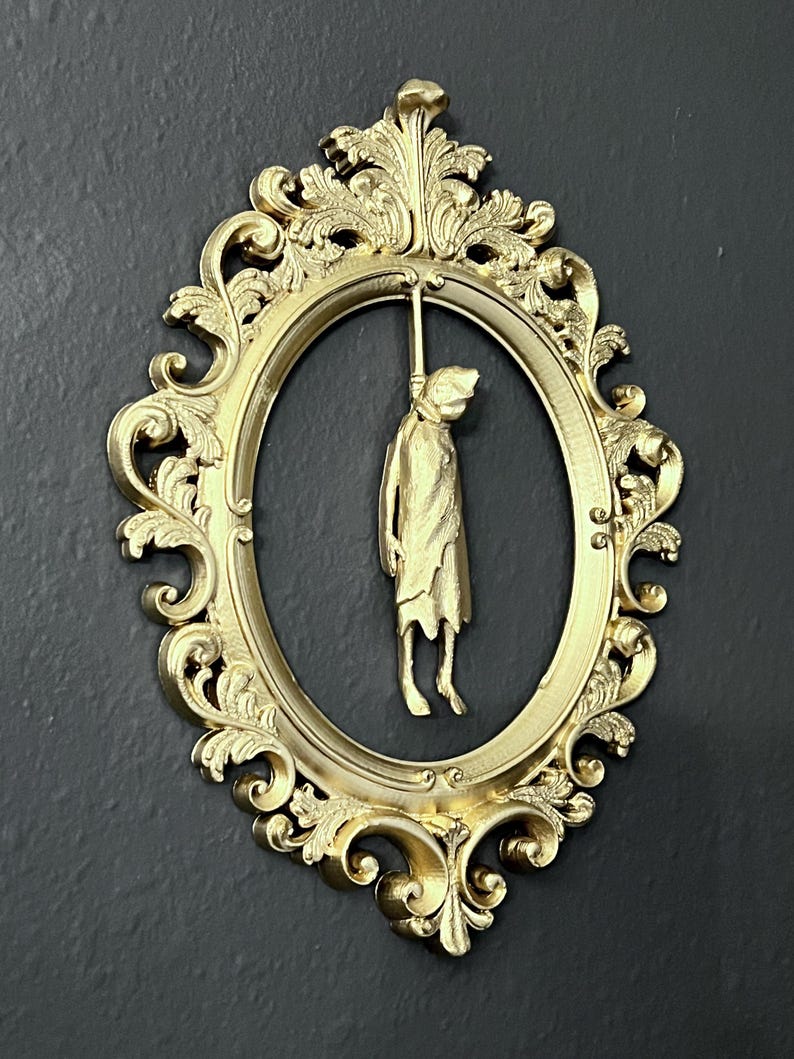 Gothic Framed Hanging Man wall decor - Gold