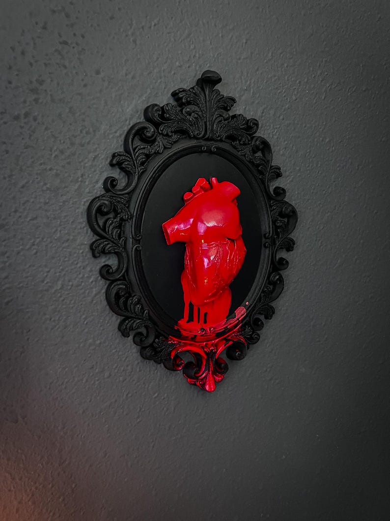 Gothic Solid Framed Bleeding Heart wall decor