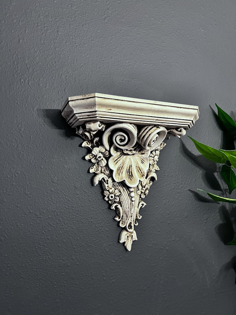 Painted white/beige Ornate Gothic Victorian Wall Sconce
