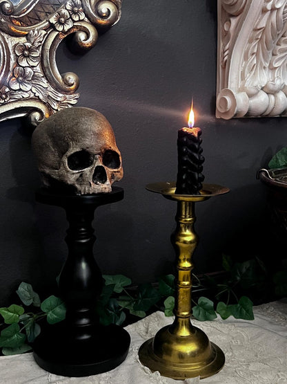 Black White Spine Candle Gothic Decor