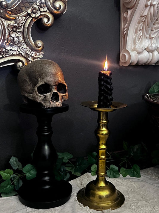 Black White Spine Candle Gothic Decor
