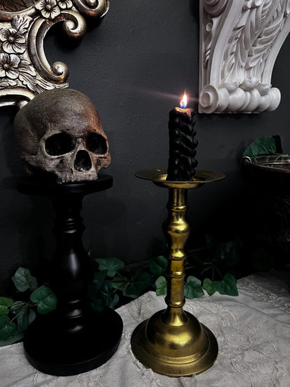 Black White Spine Candle Gothic Decor