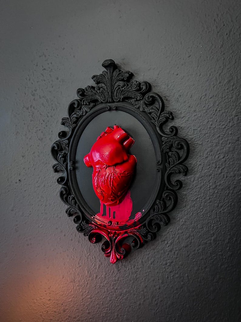 Gothic Solid Framed Bleeding Heart wall decor