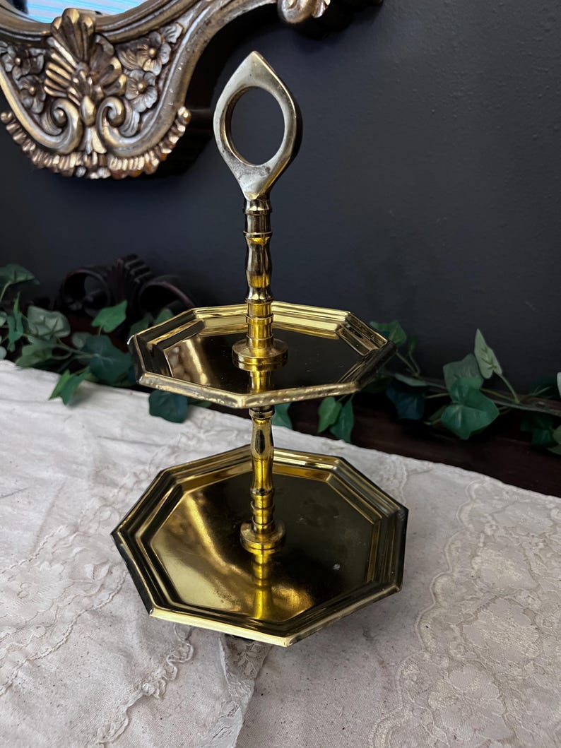 2 Tiered Hexagonal brass tray