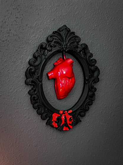 Gothic Framed Bleeding Hanging Heart wall decor