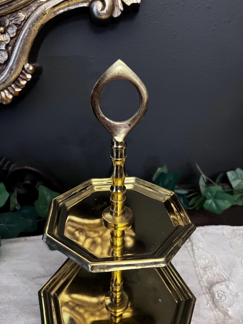 2 Tiered Hexagonal brass tray