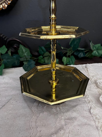 2 Tiered Hexagonal brass tray