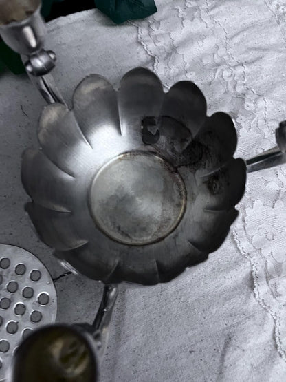 Vintage Leonard Silver Plate Lotus Flower Bowl 3 Candle Stick Holder