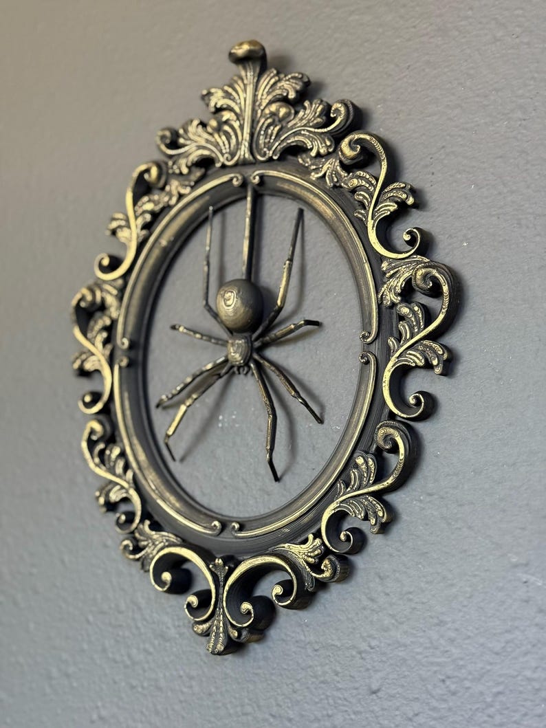 Gothic Framed Hanging Spider Wall Decor
