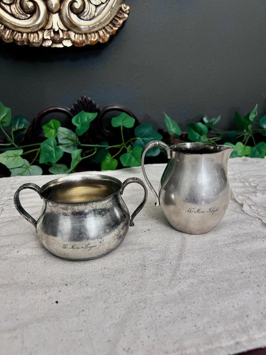 Vintage Tropical by International Silver Co. Silver plate Sugar and Creamer bowl
