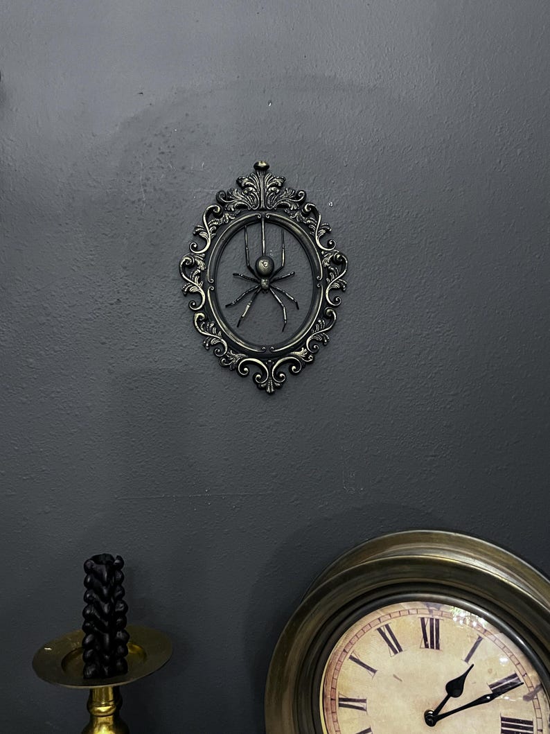 Gothic Framed Hanging Spider Wall Decor