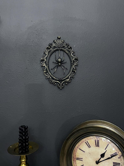 Gothic Framed Hanging Spider Wall Decor