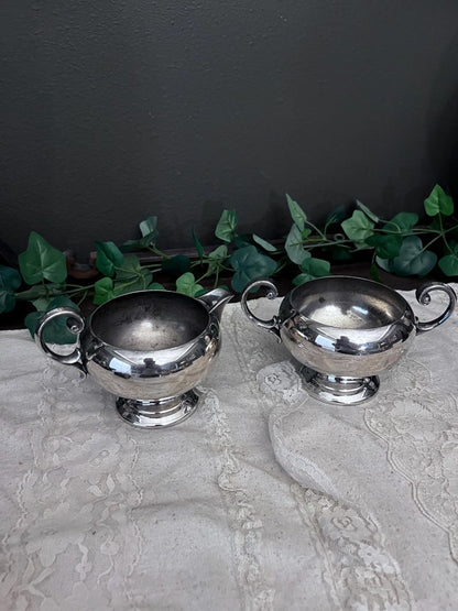 Vintage BRISTOL Silverplate Creamer and Sugar Bowl Set