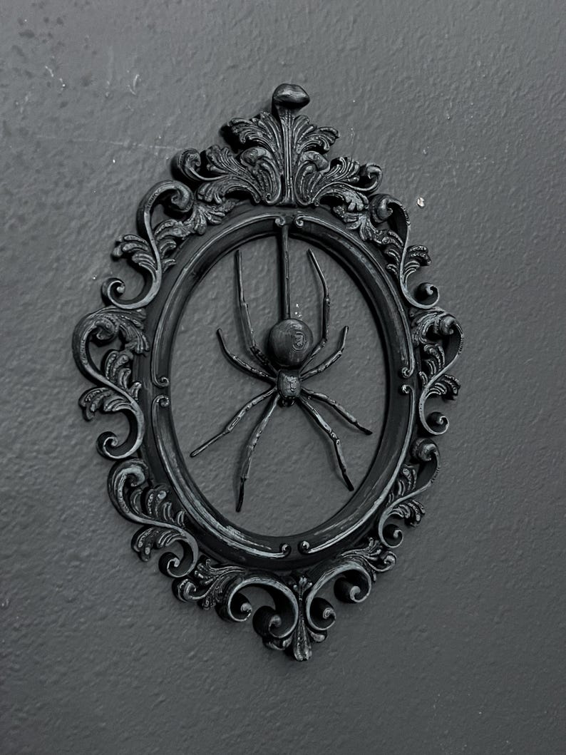 Gothic Framed Hanging Spider Wall Decor
