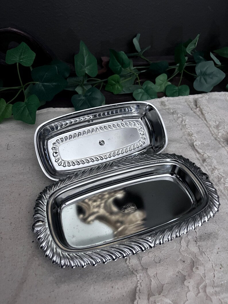 Vintage Chrome Plated Butter Dish & Lid Irvingware