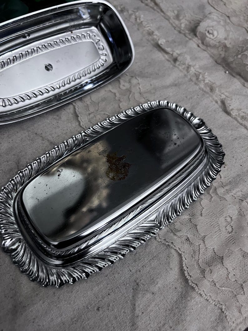 Vintage Chrome Plated Butter Dish & Lid Irvingware