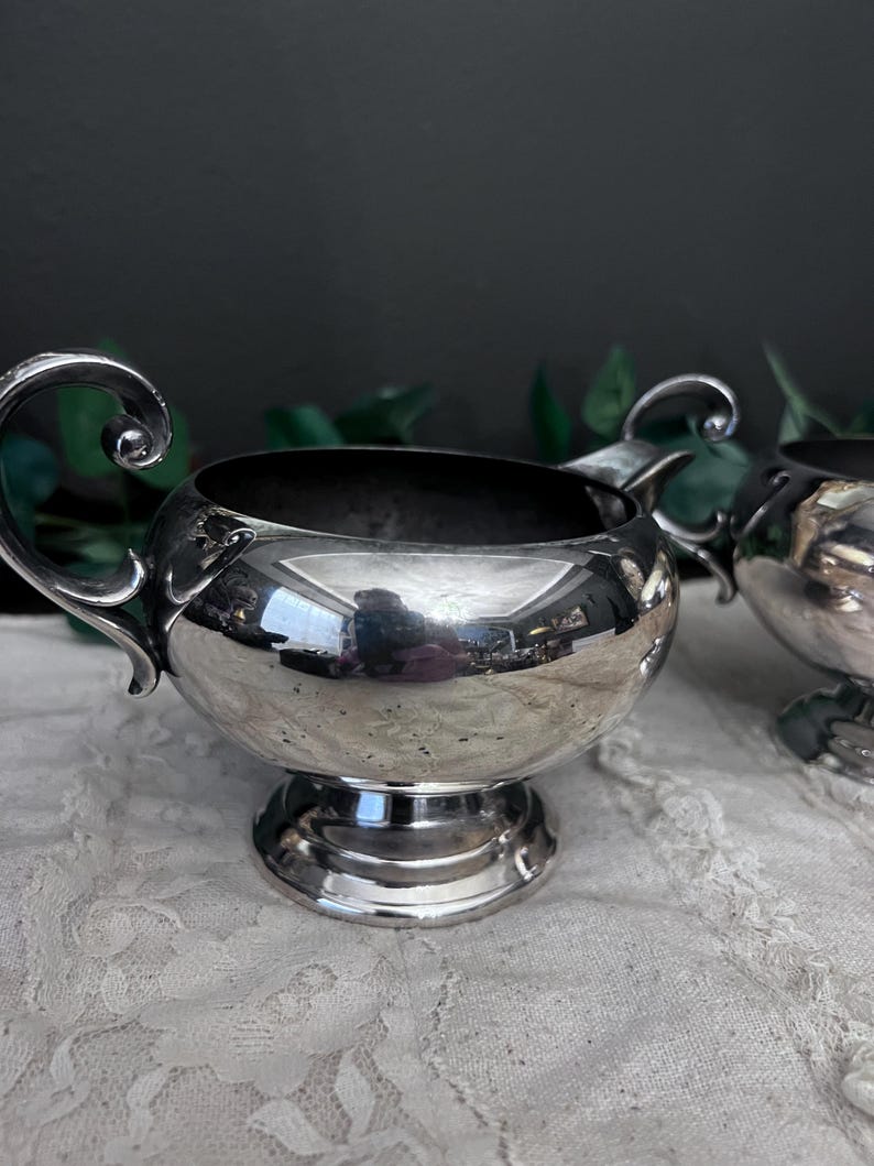 Vintage BRISTOL Silverplate Creamer and Sugar Bowl Set