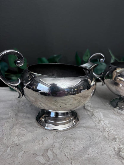 Vintage BRISTOL Silverplate Creamer and Sugar Bowl Set